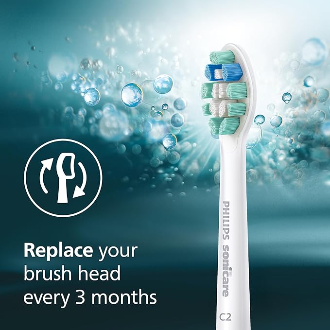 Philips Sonicare C2 Plaque Control - Genuine Replacement Electric Toothbrush Heads White 2 Pack HX9022/77