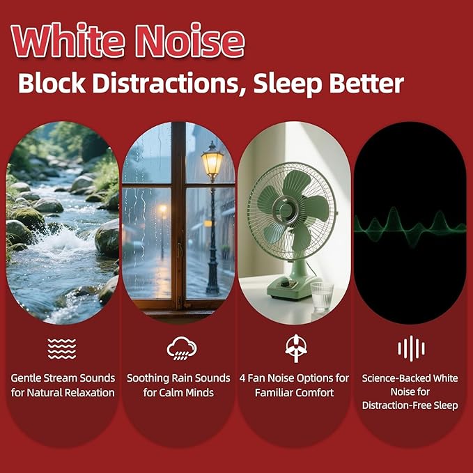 2-in-1 Red Light for Sleep with White Noise Red Light Relaxation Lamp Ideal for Bedroom Meditation Naps Yoga and Travel
