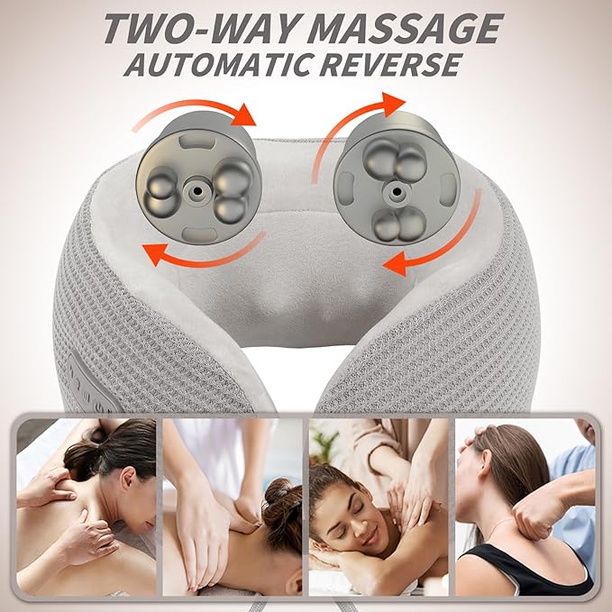Electric Neck MassagerPortable Travel Pillow with Massage and HeatRechargeable vibrating Neck Pillow MassagerPerfect for Pain Relief at HomeOfficeTravelFathers Day Gift Ideas from Daughter Son