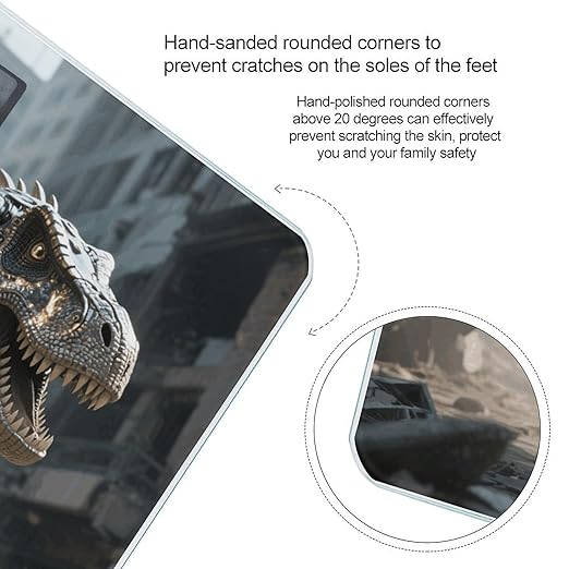 A Mechanical Dinosaur in A Ruined City Bathroom Scale for Body Weight LCD Display Digital Bathroom Scale Tempered Glass Bathroom Weight Scales Fashion Smart Scales for Home Bedroom 400 Lb