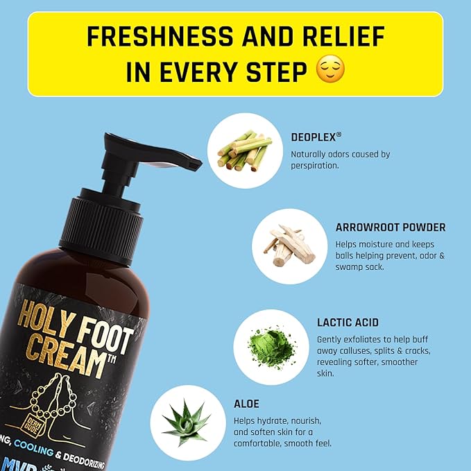 Derm Dude Below-the-Belt Grooming Bundle | Happy Sack Ball Deodorant 2oz (Sweet Whiskey Scents) + Holy Foot Cream 4oz (MVP Scent) | Freshness &amp Moisture for Feet &amp Groin