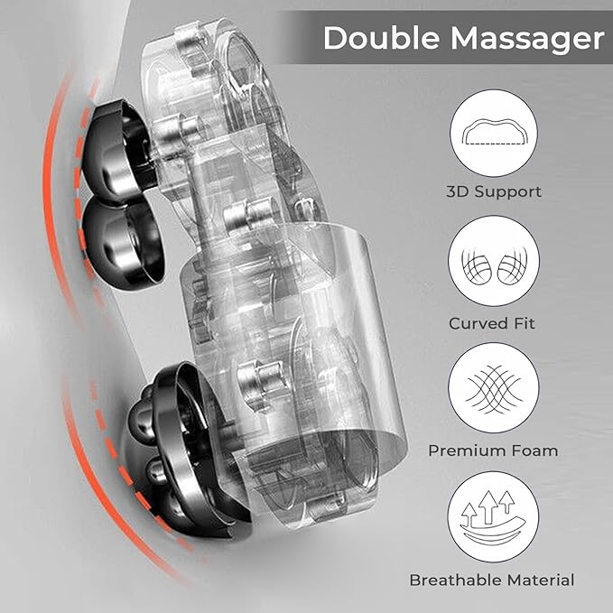 Neck Massager with Heat - Deep Tissue Neck Pain Relief U-Shape Design Electric Cordless Massager Pillow for Travel Office Shiatsu Neck Massager with Double Motor Gifts for Men Women Grey