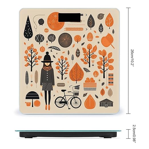 Autumn Doodles Scale for Body Weight Precision Bathroom Weighing Scales with Back Lit LCD Display Sturdy Tempered Glass Body Weight Scales Digital Bathroom Scale 400lb