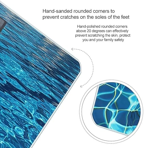 Blue Swimming Pool Scale for Body Weight Highly Accurate Digital Bathroom Body Scale Digital Bathroom Scales for People Anti-Slip Large LCD Display Smart Scales