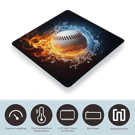 Smart Scale for Body Weight Digital Bathroom Weighing Scale Energy Saving Scale Ice Water Fire Baseball Ball