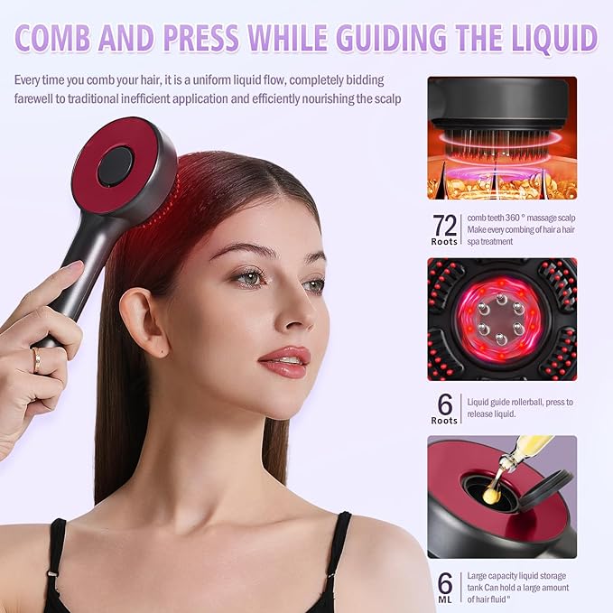 Electric Scalp Massager 3-in-1 Hair Oil Applicator &amp Cordless Electric Head Massager IPX7 Waterproof Portable Scalp Brush for Home &amp Travel Grey