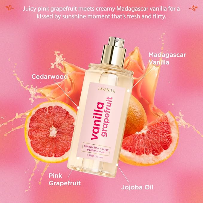 Lavanila Vanilla Grapefruit Deodorant (2-pack) + Hair &amp Body Perfume Mist - Bright &amp Fresh With Madagascar Vanilla &amp Juicy Grapefruit