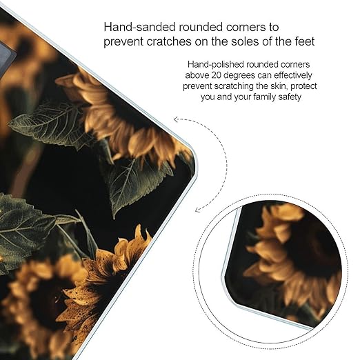 Brown Leaves Sunflower Smart Scale for Body Weight Accurate Bathroom Scale with LED Display Digital Weight Scales Weighing Machine High Precision Scales for Bath Home