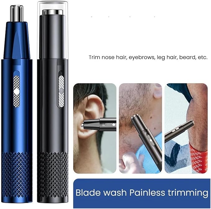 2-in-1 Rechargeable Electric Nose Hair Clipper Unisex Fully Automatic Washable Trimmer with Multi-Kinetic Shaving(Gold Plus shaving heads B)