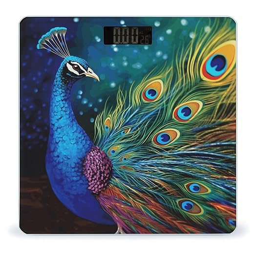 Colored Peacock Bathroom Scale Weight Scale for Body WeightHighly Accurate Digital Weighing Machine Clear LED Display Digital Bathroom Body Scale 400lb/182kg