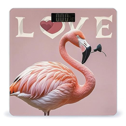 Love Flamingo Scale for Body Weight Digital Bathroom Scale Toughened Glass High Precision Scales for Body Weight with Large LCD Backlight Display Weight Scales