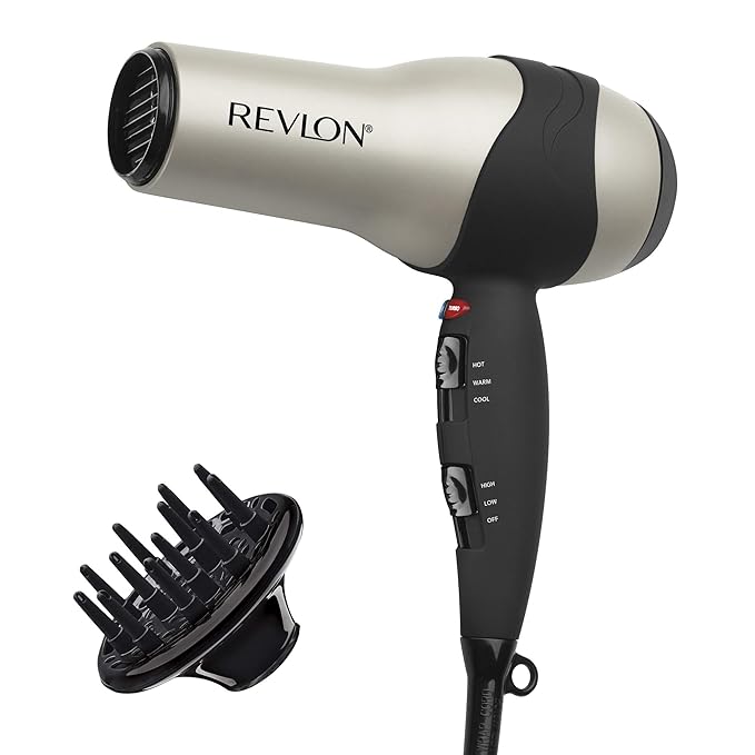 Revlon Volume Booster Hair Dryer | 1875W for Voluminous Lift and Body (Green) &amp Turbo Hair Dryer | 1875 Watts of Maximum Shine Fast Dry (Silver)