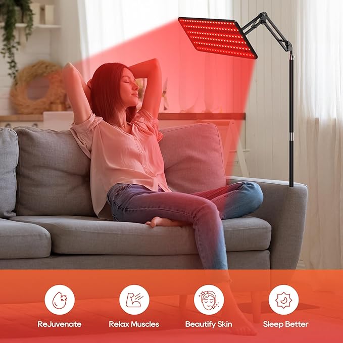Red Light Therapy for Body and Face 660nm 850nm 940nm Infrared Redlight-Therapy Lamp Device with Large Panel and Stable Stand at Home Idea Gift for Women Wife Mom Sister Girlfriend (M)