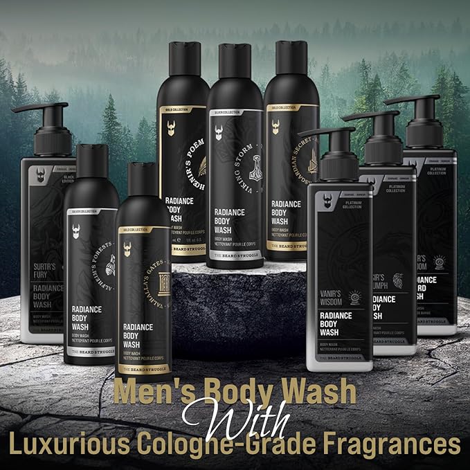 The Beard Struggle Men's Body Wash Valhalla's Gates - Gold Collection - Skin Cleaning Agent - Natural Body Wash - Shower Gel Liquid Soap - 240 mL / 8 US. fl. oz.