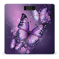 Beautiful Purple Butterfly Art Weight Scale Large Bathroom Scales Digital Weight with Bright LED Display Non Slip Automatic Weighing Scale Fashion Weighing Machine for Body