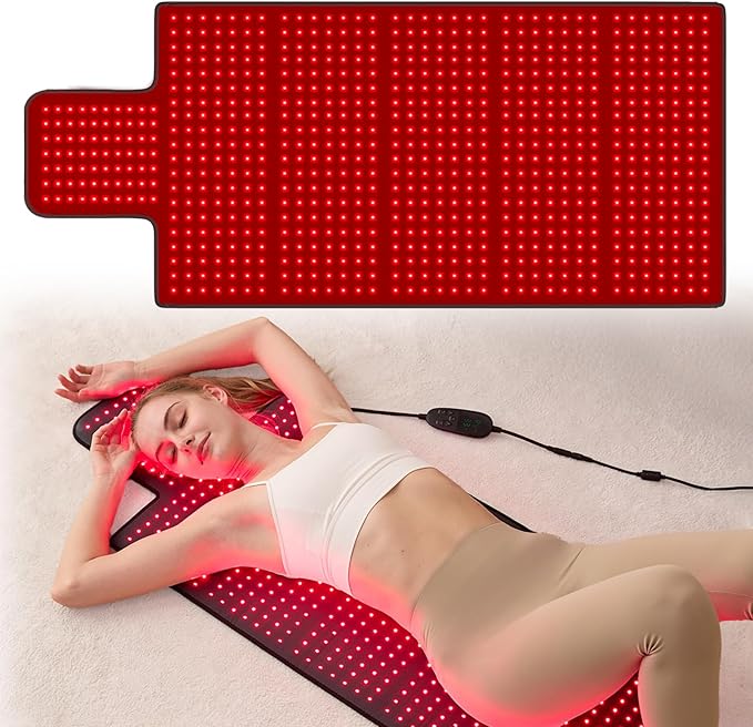 Extra Large Red Light Therapy Mat High-Density LEDs Full Body Red Light Therapy 660nm &amp 850nm Dual Wavelengths Foldable Red Light Therapy Blanket with Timer 47.5 x 20
