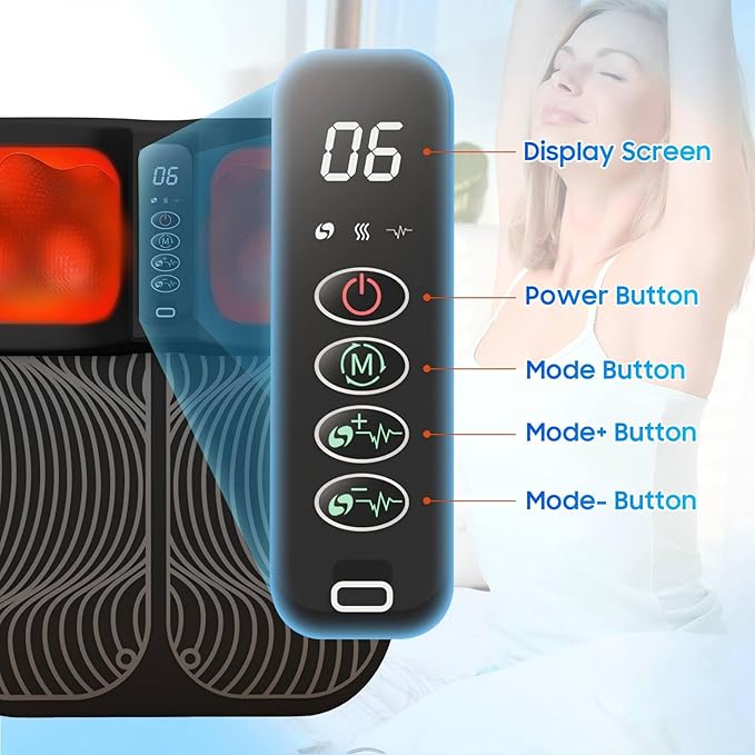 Electric Foot Massager with Heat – Premium Shiatsu Foot Massage Device Portable Rechargeable Design for Home Office &amp Travel