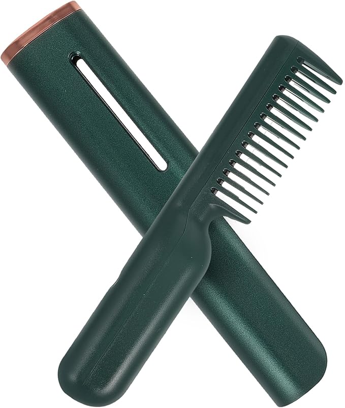 PRETYZOOM Portable Electric Heating Hair Straightener Comb USB Powered Ceramic Straightening Tool for Thick Curly and Thin Hair Efficient Smooth Styling with Shine Travel-Friendly Hairbrush