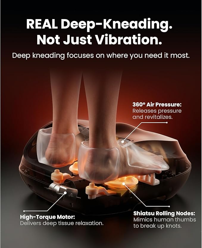 BOB AND BRAD Foot Massager with Heat and RemoteFSA Eligible HSA Eligible Shiatsu Deep Kneading Electric Feet Massager Machine for Plantar Fasciitis Men Size 12