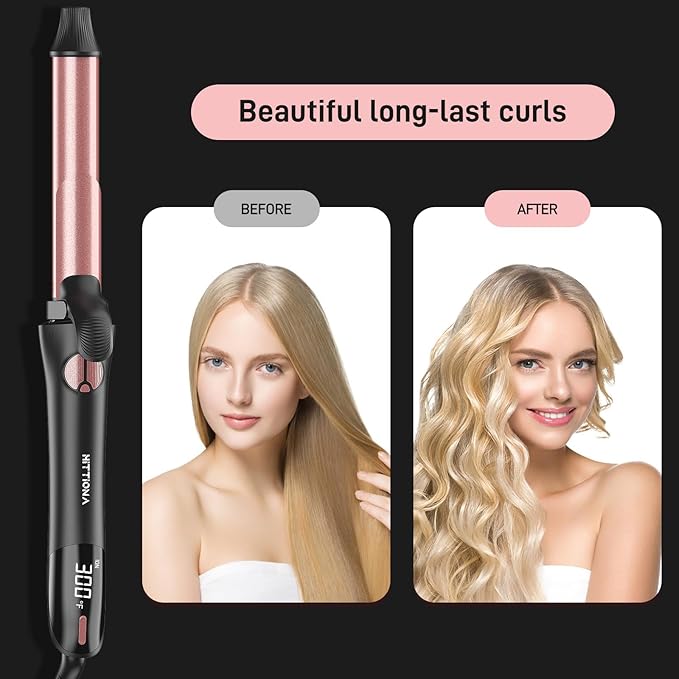 3in1 Automatic Rotating Curling Iron with Interchangeable Curling Wand 3/4 1 1/4 1 Inch