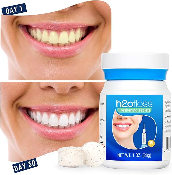Upgrade Water Flosser by H2ofloss and Breath Freshening Tablets – All-in-One Solution for Deep Cleaning and Healthy Smiles