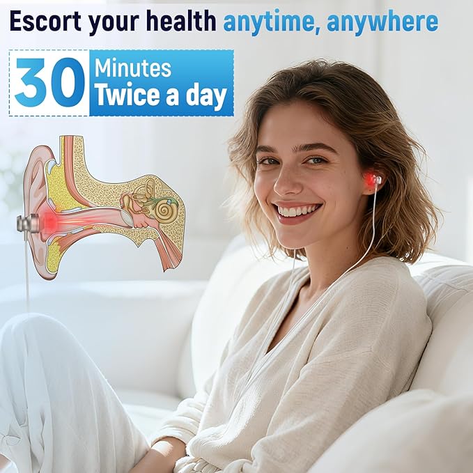 Red Light Therapy for Ears 650NM Red Light Earbuds Portable USB and Type-C Dual-Use Ear Wellness Device with Storage Case and Soft Silicone Tips