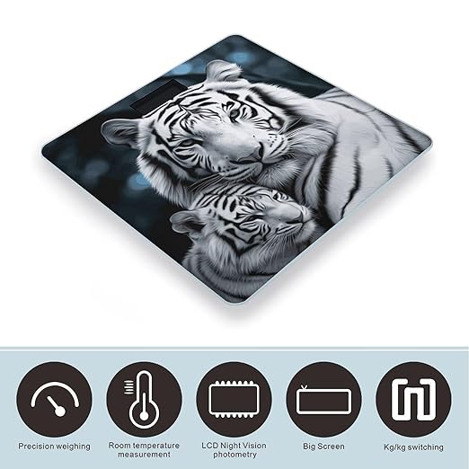 White Tiger Bathroom ScaleHighly Accurate Digital Weighing Machine for People Bright LED Display Weight Scale for The Aldult Home Use
