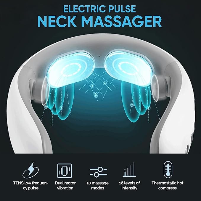 Neck Massager for Pain Relief Smart Electric Pulse Neck Massager with Heating Portable Deep Tissue Neck Massager Gift for Women Men