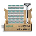 Razors for men Shaving2-Blade mens Razor Cartridges Includes 1 Handles and 48 Replaceable razor head With Lubricating Strip - Compatible With Atra Razor Handles（48 Cartridges reffills）