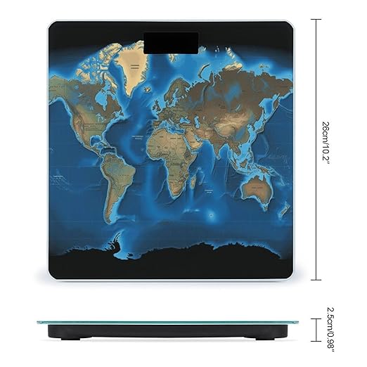 World Map Weight Scale for Body Weight Digital Bathroom Scale High Capacity Accurate Digital Weighing Scales and Easy-to-Read on Backlit LCD Display Scales