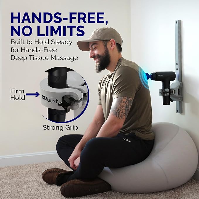 Massage Gun Holder &amp Wall Mount - Hands-Free for Full Body Muscle Recovery - Fully Adjustable Massage Gun Wall Mount - Heavy Duty Nylon Body No Slip Supports Deep Massaging