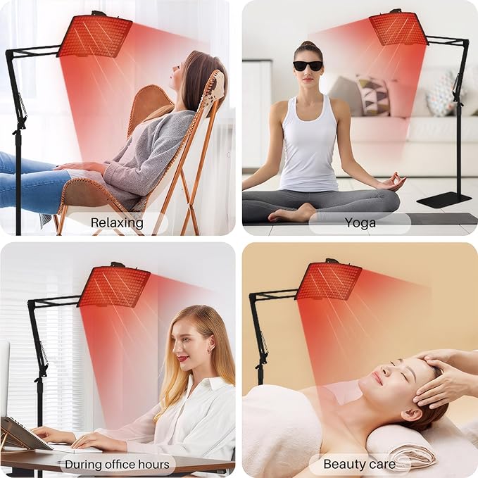 FDA-Approved Red Light Therapy for Body &amp Infrared Light Therapy Lamp (660nm/850nm) with Stand - Adjustable Moldable for Body/Skin Care with Eyes Protection Goggles