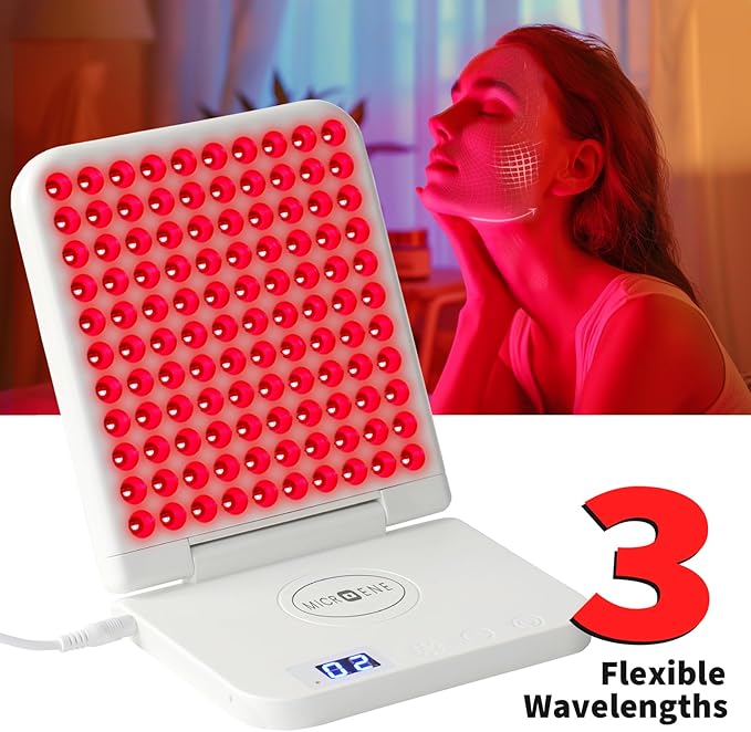 Red Light Therapy Lamp 110 Tri-Chip LEDs Foldable Portable Table Lamp 660nm Red &amp 850nm Near Infrared (NIR) Timer 110-240V Face &amp Body