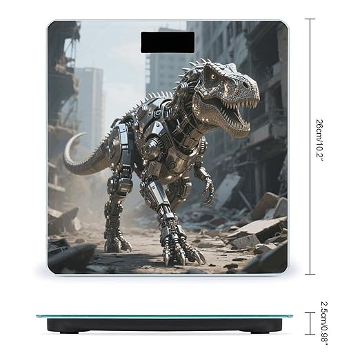 A Mechanical Dinosaur in A Ruined City Bathroom Scale for Body Weight LCD Display Digital Bathroom Scale Tempered Glass Bathroom Weight Scales Fashion Smart Scales for Home Bedroom 400 Lb