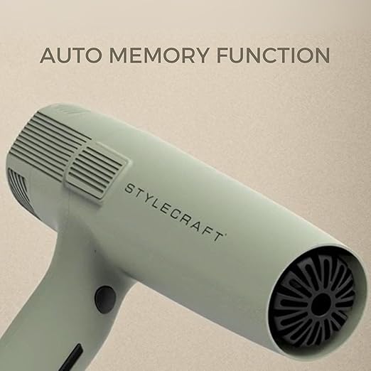 StyleCraft Professional Hair Dryer – Instinct-X with Brushless Motor &amp Digital Display Sage Lightweight Blow Dryer JetLiner x Silver Bullet with Digital Motor – Includes Nozzles &amp Diffuser