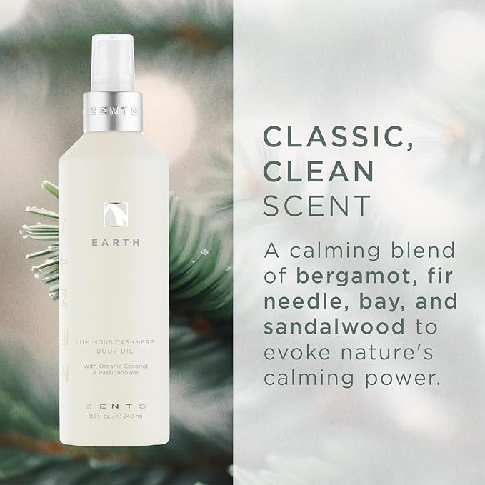 ZENTS Age-Defying Body Wash Lotion &amp Cashmere Oil Set (Earth Fragrance) | Moisturizing &amp Nourishing Trio for Dry Skin | Cleanses Hydrates &amp Heals Skin | 10 fl oz 6.4 fl oz &amp 8 fl oz