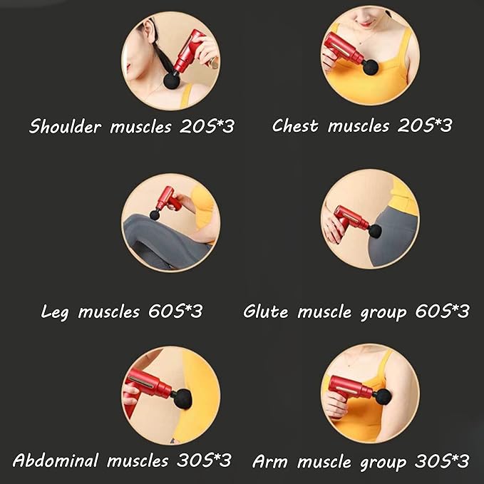 DIGAO Fascia Gun - Muscle Massage Gun - Handheld Deep Tissue Massager - Percussion Chiropractic Massager with 6 Adjustable Speeds and 4 Heads for Athletes to Relief Pain and Relax (Black)