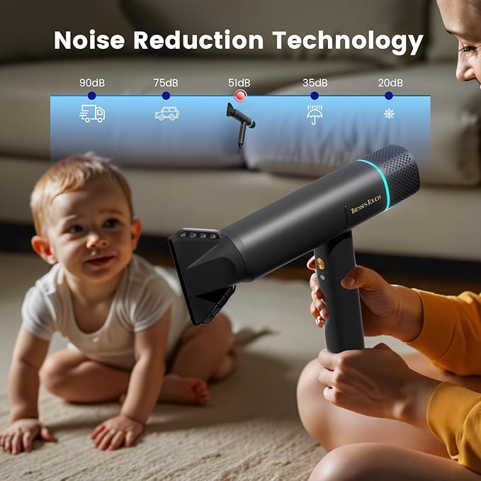 Hair Dryer with Diffuser Blow Dryer High-Speed Ionic BlowDryer Powerful 1600 Watt Motor for Fast Drying and Straight &amp Wavy Hair Low Noise Lightweight Professional Hairdryer for Home Salon