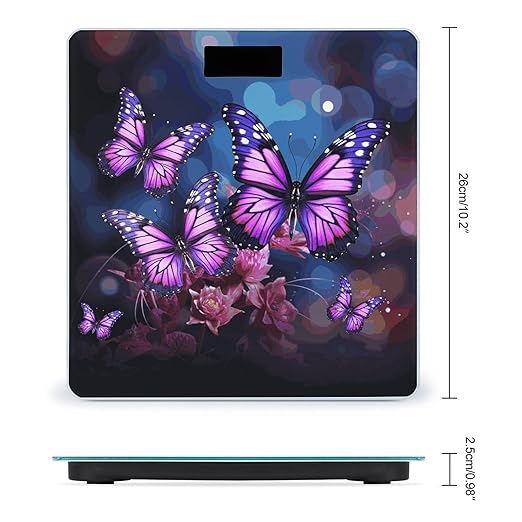 Purple Butterflies Bathroom Scale Ultra-Bright Liquid Crystal Screen Weight Scale Accurate Bathroom Body Scales for Body Weight Bathroom Pet Home Bedroom Gift-Giving