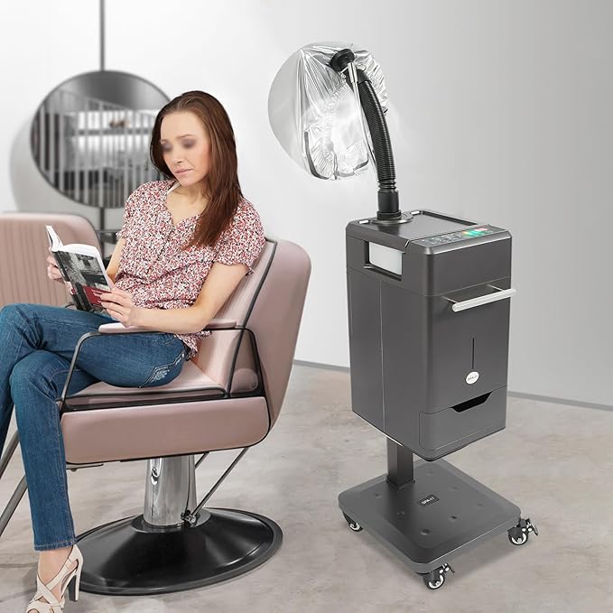Anion Hair Dyeing Machine Nano Hair Steamer Hair Oil Machine Micro Mist Hair Scalp Care Professional Perm Hair Color Processor Stand Up Base Salon Spa Equipment (500W)
