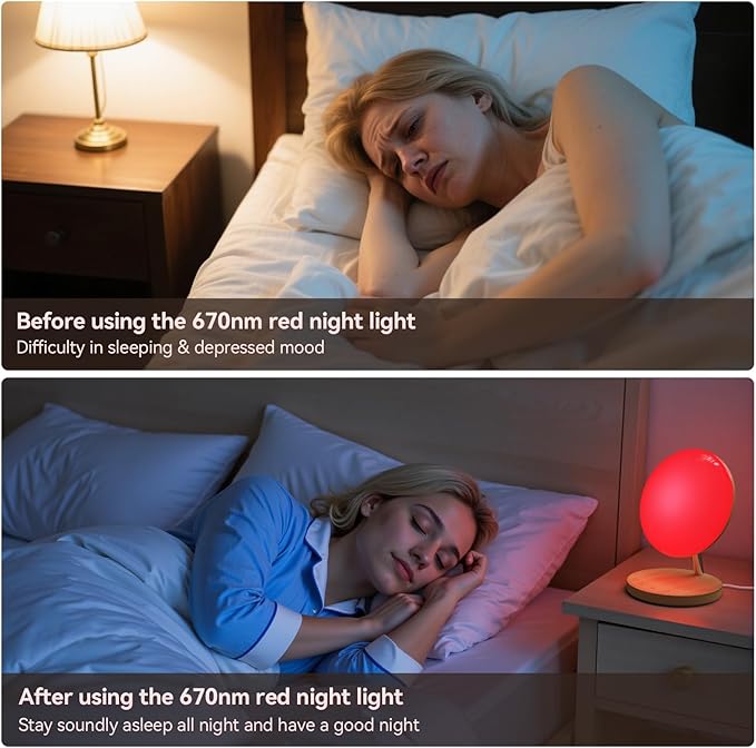 Light Therapy LampRed Night Light with 5-Level Brightness &amp 4 Color Modes 670nm Adjustable USB Red Light Night Light Lamp for SleepStress Relief Relaxation