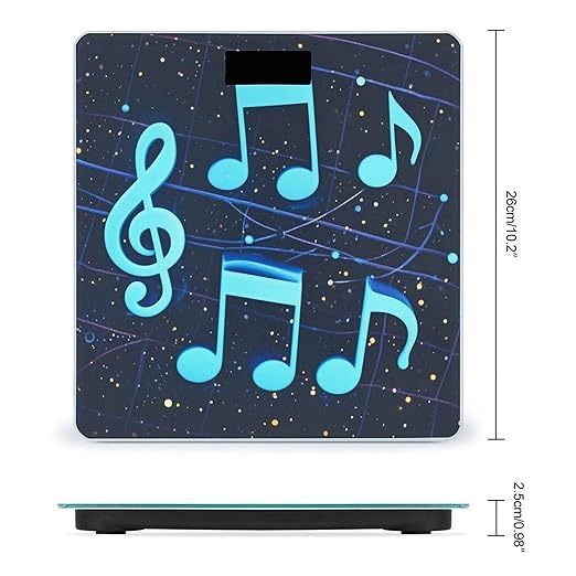 Blue Musical Notes Bathroom Scale for Body Weight with High Precision Large LCD Backlight Display Digital Weighing Scale with BMI Capacity Up to 180kg