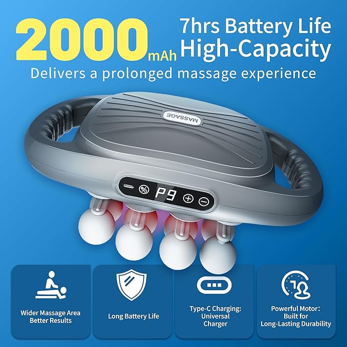 16 Head Massage Gun Deep TissuePercussion Massager for Muscle Relief9 Speeds &amp 9 Intensities Muscle Massage Gun for Shoulders Waist Office Staff