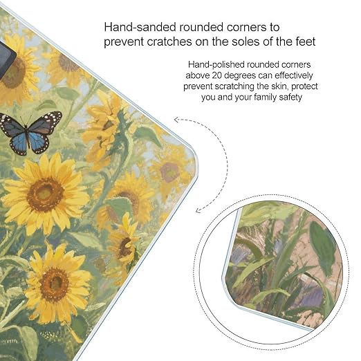 Sunflowers Print Bathroom Scale for Body Weight Bathroom Digital Electronic Weighing Scale with Back Lit LED Display Sturdy Tempered Glass Weight Watchers Scales 400lb