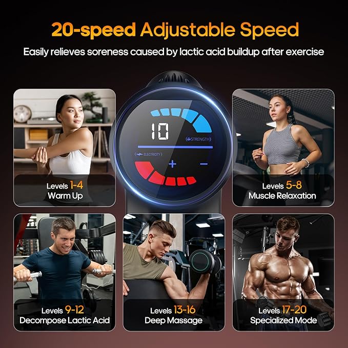 AERLANG Massage Gun with Heat Deep Tissue Back Massager Neck Massager for Pain ReliefMuscle Percussion Massage Gun Birthday Gifts for Men Women Dad him Handheld Message Gun with 7Heads&ampSilent