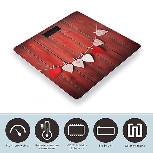 Heart Shape on Wall Bathroom Scale for Body Weight Bathroom Weighing Scale with Backlit LCD Display Highly Accurate Measures Weight Up to 180kg