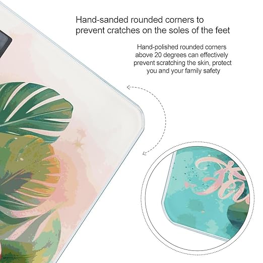 Tropical Flamingo Scale with LCD Easy-to-Read Anti-Slip Weight Digital Bathroom Scale Precision Weighing Scales Sturdy Tempered Glass Body Weight Scales for Daily Use