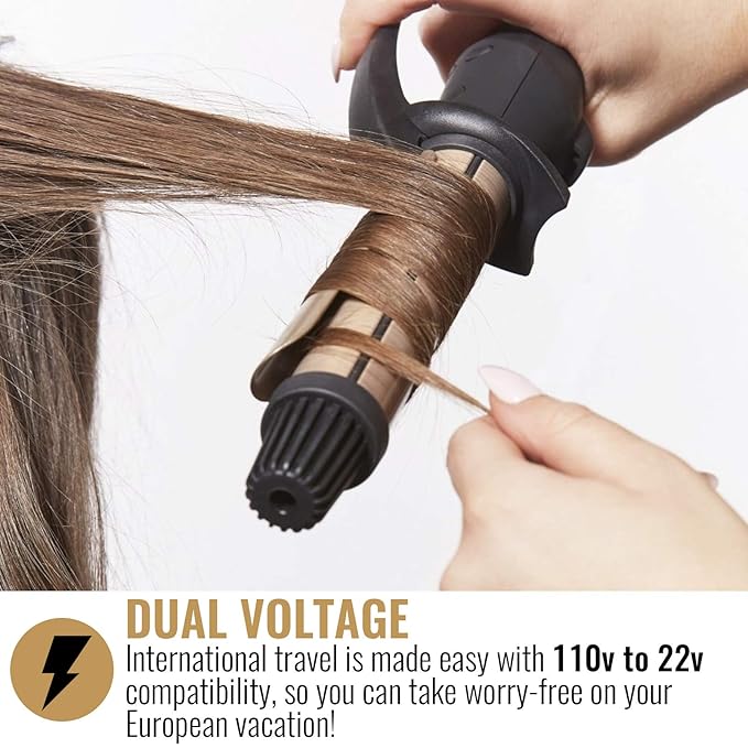 HAI Silk Ceramic Curling Iron for Women - Professional Fast Heating Hair Straightener Curler with Dual Voltage - Wand Curling Iron for Traveling &amp All Hair Types - 1 inch