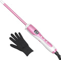 Wavytalk 3/8 Inch Small Curling Wand Wand Curling Iron for Short &amp Long Hair Ceramic Barrel with Adjustable Temperature Heat Resistant Glove Included (Rose Pink)