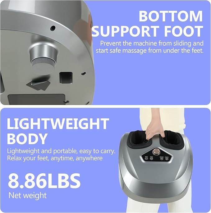 Electric Foot Massager Shiatsu Foot Massage Machine with Remote Control Multi‑Mode Kneading 3 Heat Levels Deep Rolling Massage for Plantar Fasciitis Foot Pain &amp Fatigue Relief Auto‑Off Timer